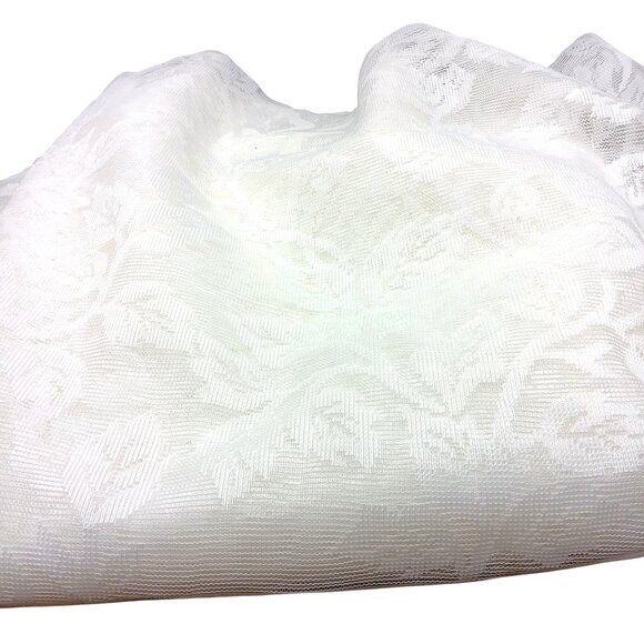 Vintage White Lace Curtain Fabric 6 1/4 Yards Vining Leaves Pattern - Picture 1 of 2